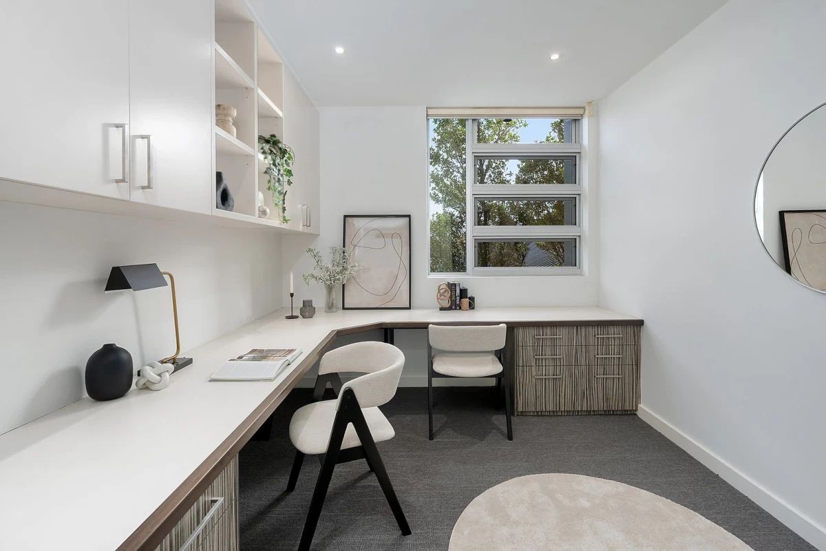 Study room with large desk and built-in storage - 1/70 Bradleys Head Road, Mosman, NSW 2088