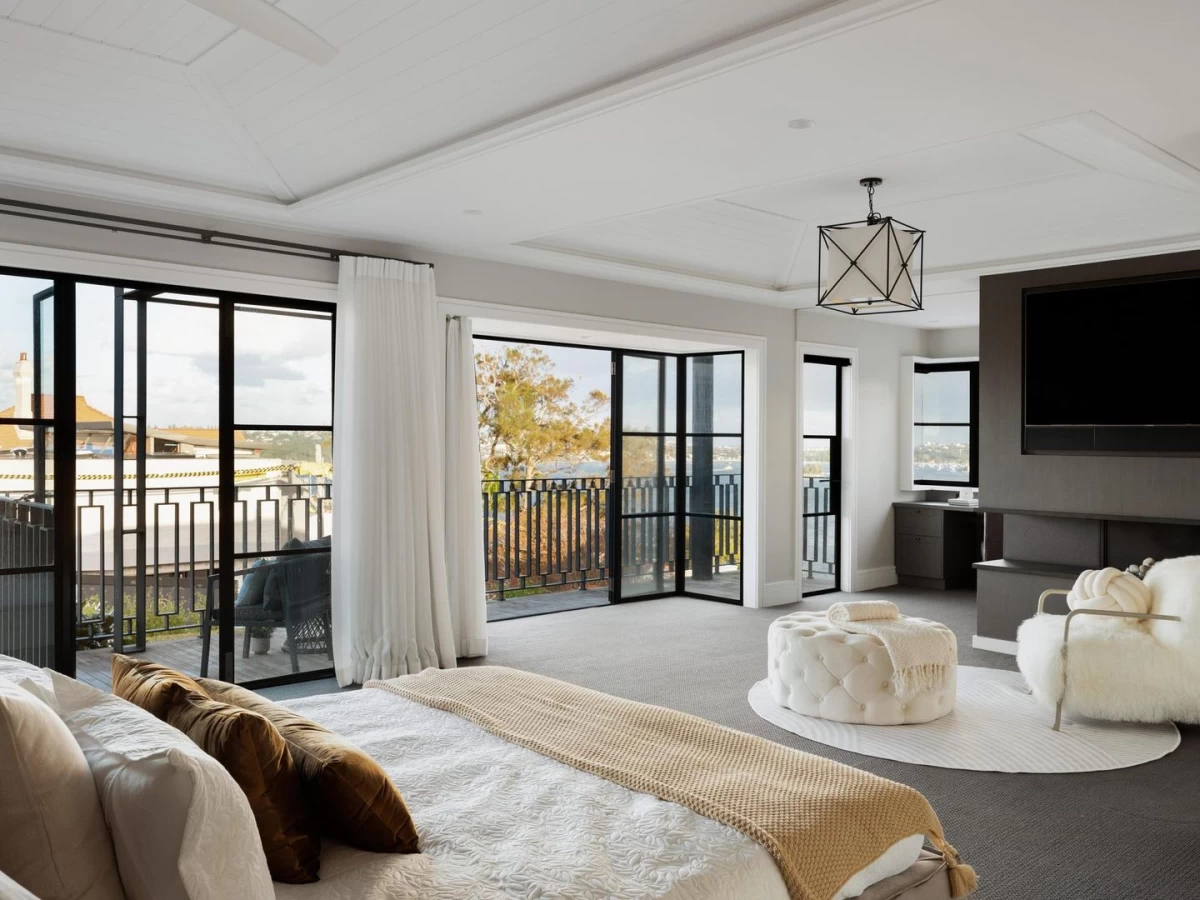 Bedroom area with balcony access and large windows - 10 Burrawong Avenue, Mosman, NSW 2088