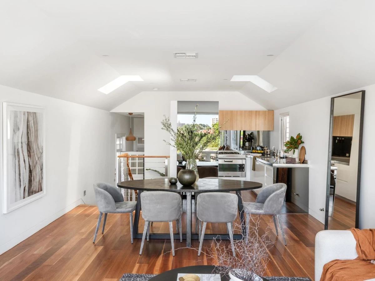 Dining area next to an open kitchen with ample light - 10 Holt Avenue, Mosman, NSW 2088