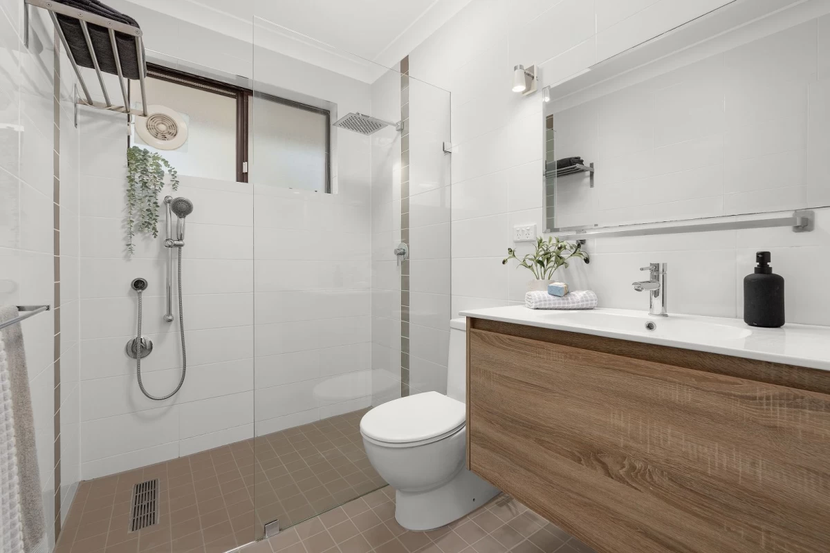 Modern bathroom with ample storage and a spacious shower - 12/39 Helen Street, Lane Cove, NSW 2066