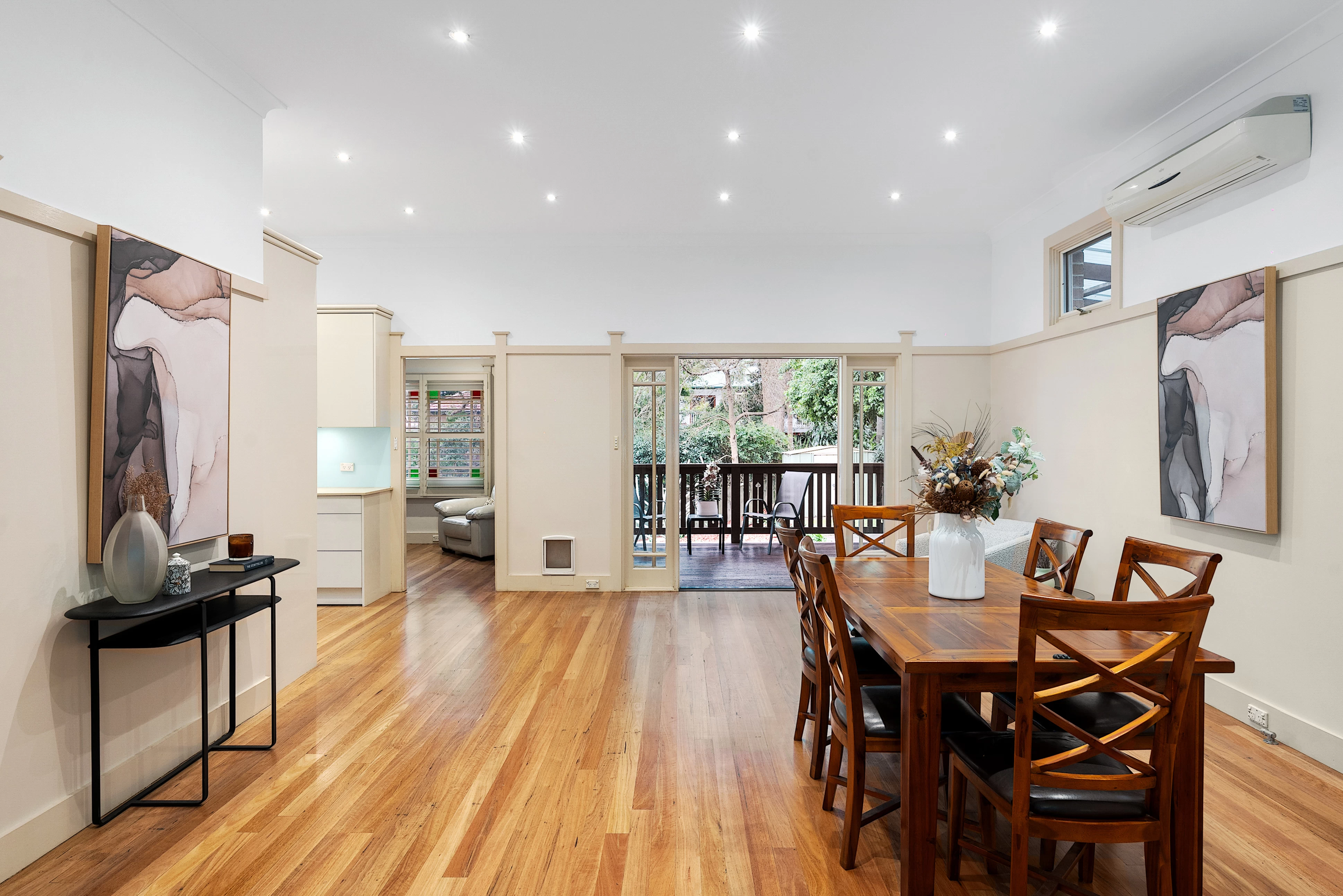 Airy dining room with sliding doors to an outdoor area - 13 Allison Avenue, Lane Cove, NSW 2066