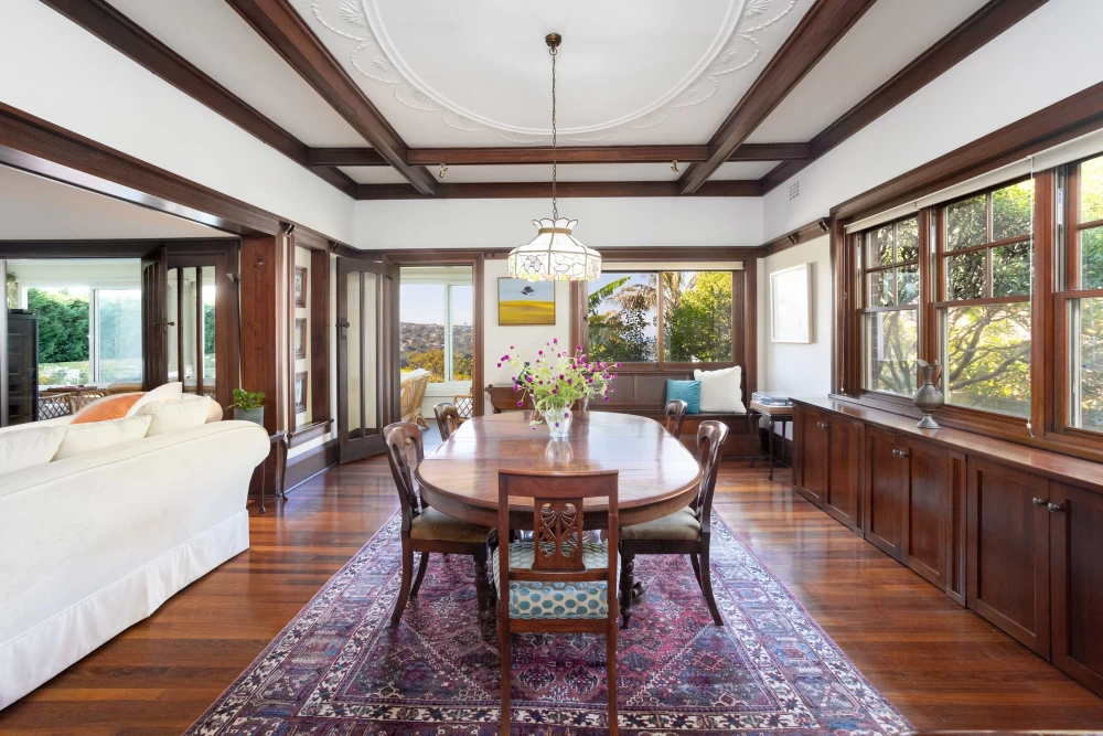 Formal dining room with large table and lots of natural light - 215A Spit Road, Mosman, NSW 2088