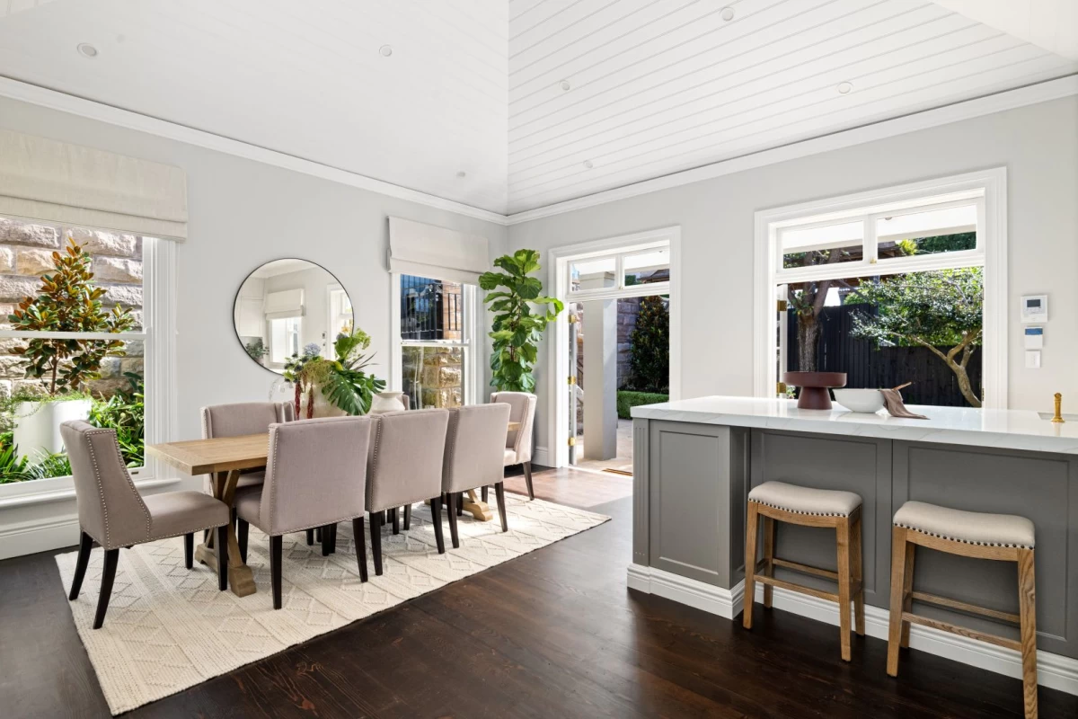 Bright dining area with large table and ample seating - 3 Little Street, Mosman, NSW 2088