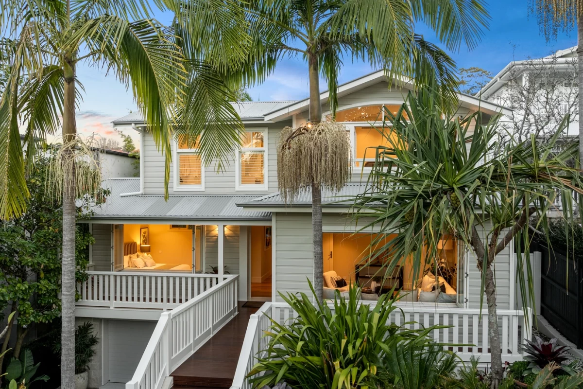 Welcoming house exterior with large palm trees and lush greenery - 30 Lower Almora Street, Mosman, NSW 2088