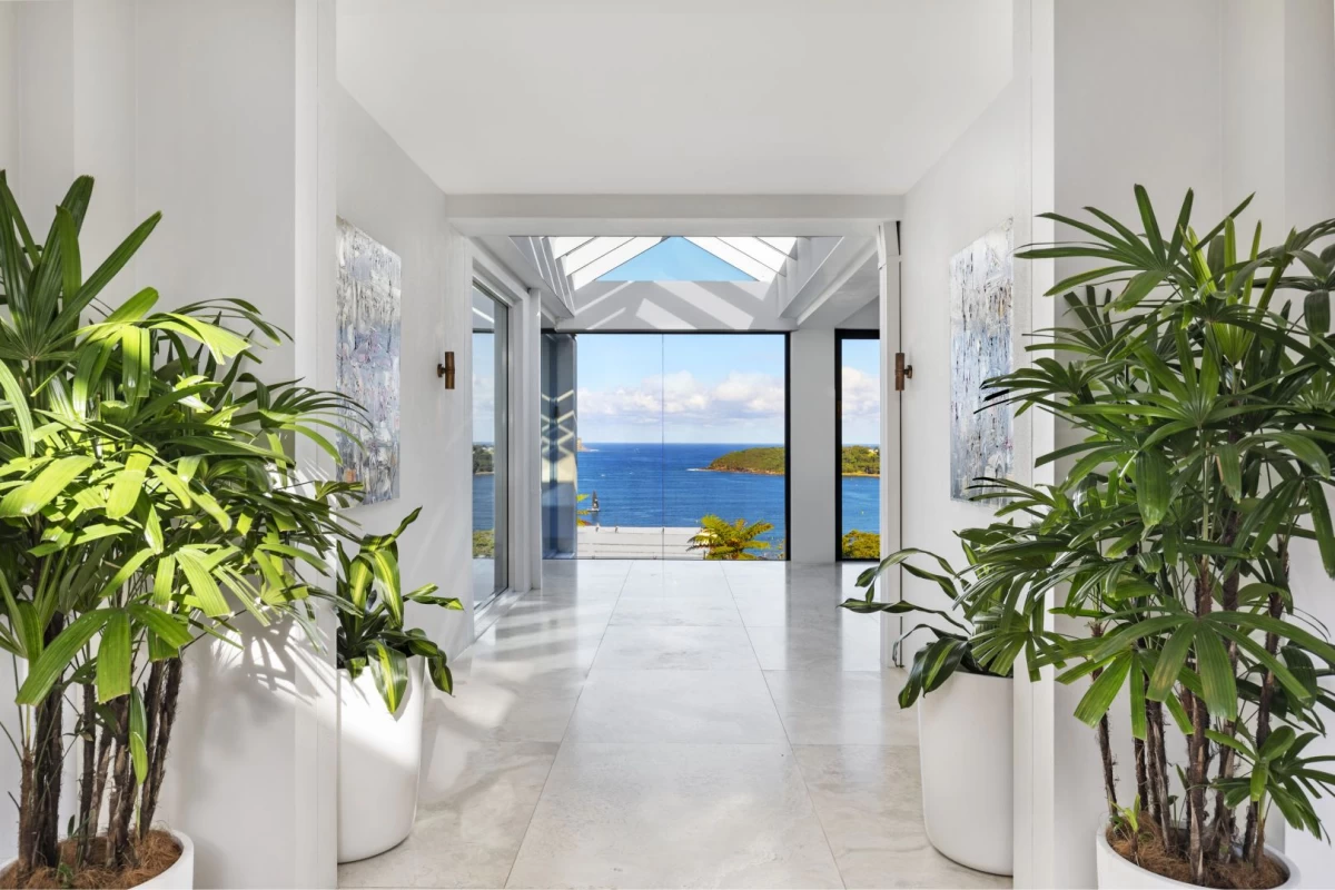 Bright hallway with ocean views and large skylight overhead - 31 Stanley Avenue, Mosman, NSW 2088