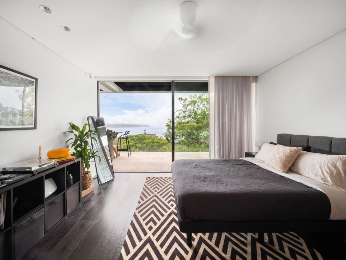 Spacious bedroom with large window and access to outdoor area - 46 The Grove, Mosman, NSW 2088