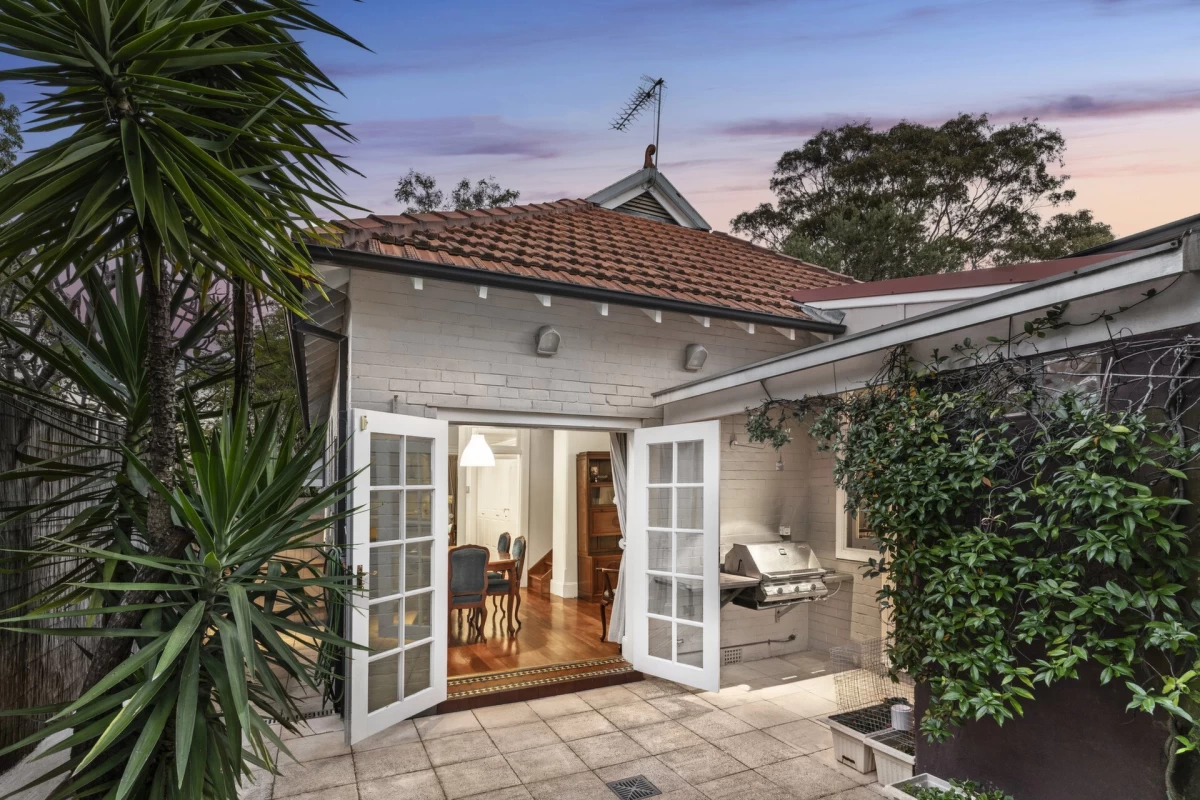 Spacious outdoor patio with double doors and BBQ - 7 Melrose Street, Mosman, NSW 2088