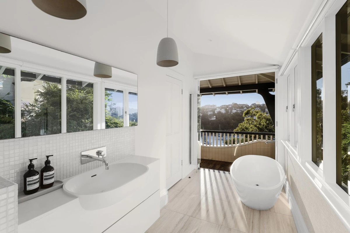 Bright, large master bathroom with modern fixtures and a view - 9 Musgrave Street, Mosman, NSW 2088